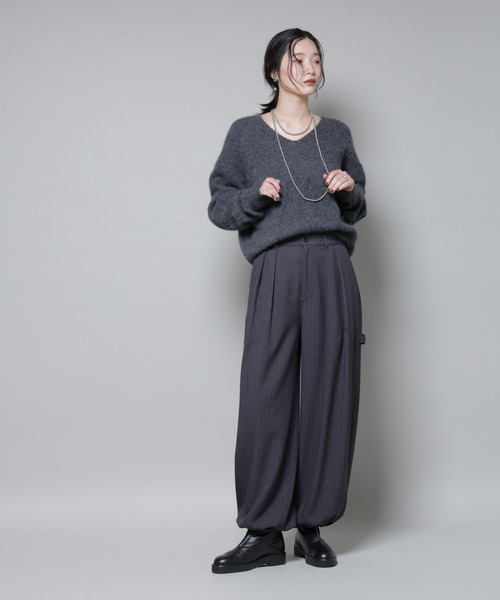 NANO universe(ナノユニバース)の「ヘリンボンツイードペインタードロストパンツ(スラックス・レディース・グレー/チャコール・S/M)」の16枚目の写真