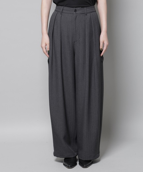 NANO universe(ナノユニバース)の「ヘリンボンツイードペインタードロストパンツ(スラックス・レディース・グレー/チャコール・S/M)」の18枚目の写真