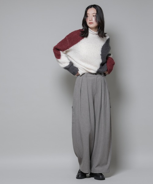 NANO universe(ナノユニバース)の「ヘリンボンツイードペインタードロストパンツ(スラックス・レディース・グレー/チャコール・S/M)」の5枚目の写真