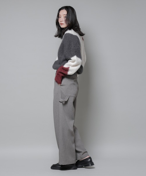 NANO universe(ナノユニバース)の「ヘリンボンツイードペインタードロストパンツ(スラックス・レディース・グレー/チャコール・S/M)」の8枚目の写真