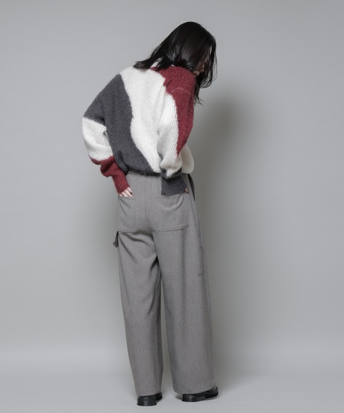 NANO universe(ナノユニバース)の「ヘリンボンツイードペインタードロストパンツ(スラックス・レディース・グレー/チャコール・S/M)」の9枚目の写真