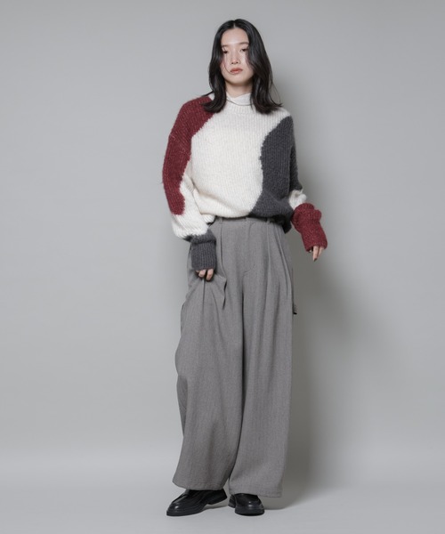 NANO universe(ナノユニバース)の「ヘリンボンツイードペインタードロストパンツ(スラックス・レディース・グレー/チャコール・S/M)」の6枚目の写真