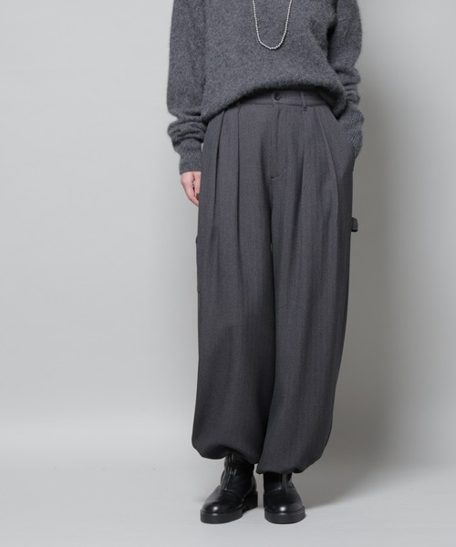 NANO universe(ナノユニバース)の「ヘリンボンツイードペインタードロストパンツ(スラックス・レディース・グレー/チャコール・S/M)」の10枚目の写真