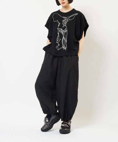 gomme（ゴム）の「リネンレーヨンゲーミングパンツ（その他パンツ・レディース・グリーン/ブラック/チャコールグレー・MEDIUM）」の4枚目の写真