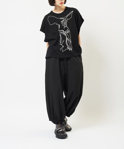 gomme（ゴム）の「リネンレーヨンゲーミングパンツ（その他パンツ・レディース・グリーン/ブラック/チャコールグレー・MEDIUM）」の6枚目の写真