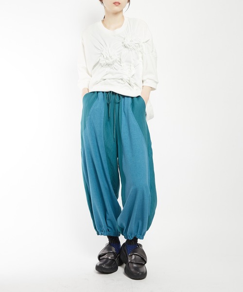 gomme（ゴム）の「リネンレーヨンゲーミングパンツ（その他パンツ・レディース・グリーン/ブラック/チャコールグレー・MEDIUM）」の7枚目の写真