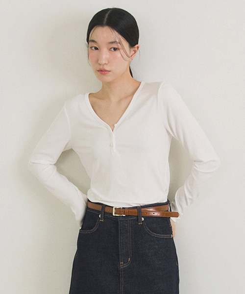 LINGSEOUL(リングソウル)の「ribbed button top-ivory(Tシャツ/カットソー・レディース・その他・FREE)」の1枚目の写真