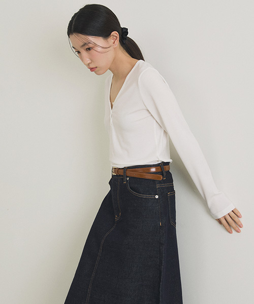 LINGSEOUL(リングソウル)の「ribbed button top-ivory(Tシャツ/カットソー・レディース・その他・FREE)」の3枚目の写真