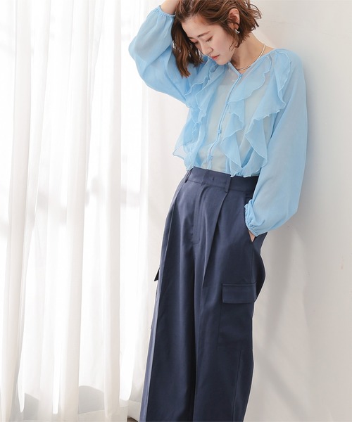 UR'S（ユアーズ）の「センタープレスカーゴワイドパンツ（その他パンツ・レディース・オフホワイト/ブラック/ネイビー・L/M/S）」の14枚目の写真