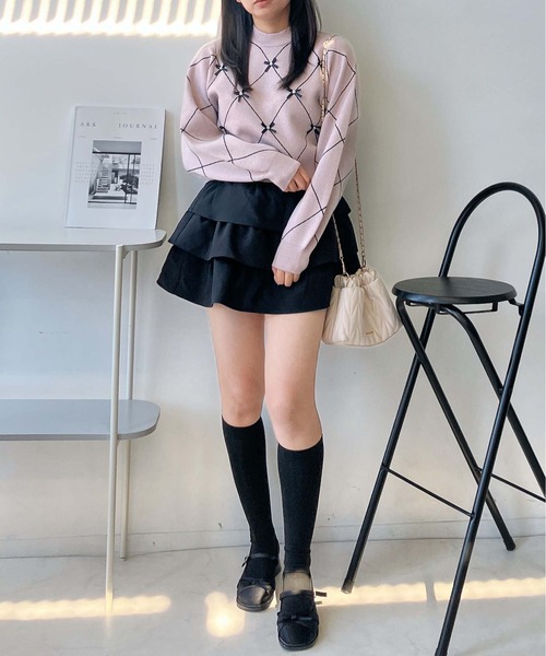 AS KNOW AS plus（アズノゥアズプラス）の「♪選べるアソートデザイン ニットプルオーバー(キラキラリボン・カレッジロゴ）（ニット/セーター・レディース・レッド系/アイボリー系/ネイビー系/ピンク系・FREE）」の13枚目の写真