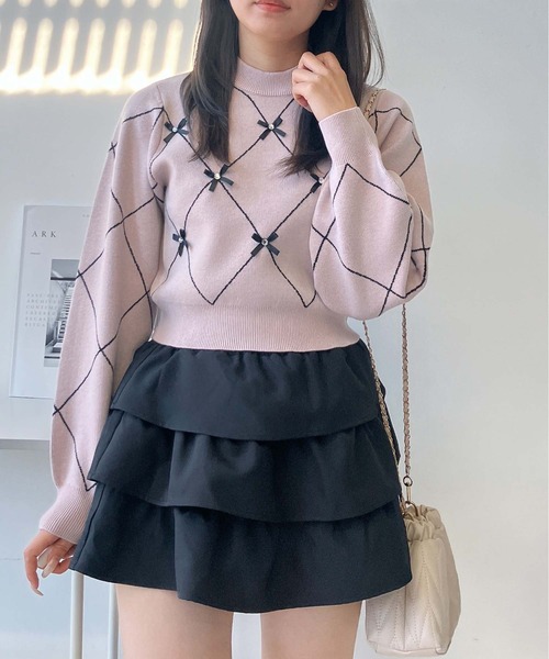 AS KNOW AS plus（アズノゥアズプラス）の「♪選べるアソートデザイン ニットプルオーバー(キラキラリボン・カレッジロゴ）（ニット/セーター・レディース・レッド系/アイボリー系/ネイビー系/ピンク系・FREE）」の11枚目の写真