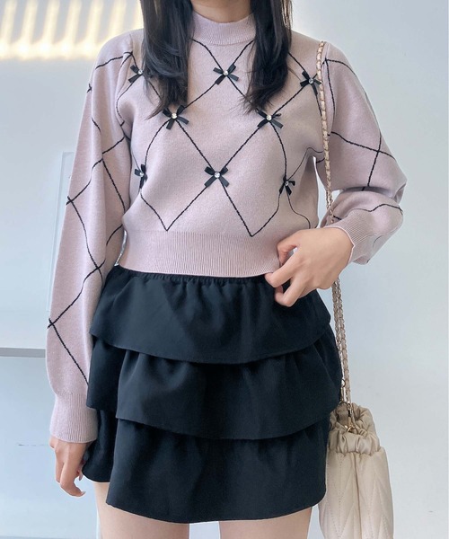 AS KNOW AS plus（アズノゥアズプラス）の「♪選べるアソートデザイン ニットプルオーバー(キラキラリボン・カレッジロゴ）（ニット/セーター・レディース・レッド系/アイボリー系/ネイビー系/ピンク系・FREE）」の12枚目の写真