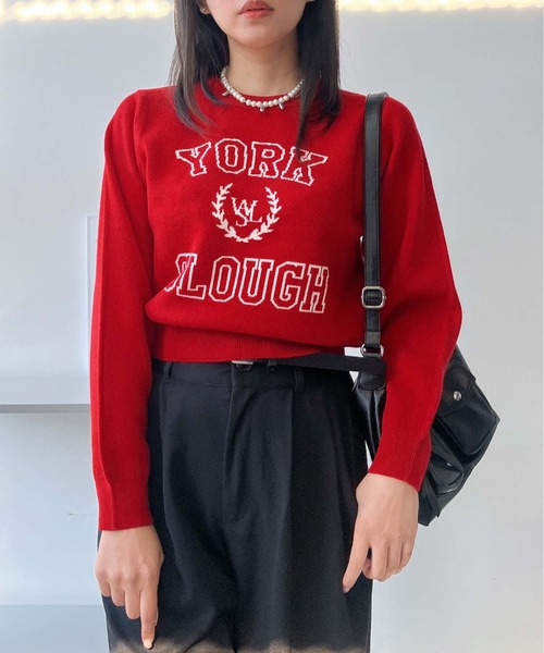 AS KNOW AS plus（アズノゥアズプラス）の「♪選べるアソートデザイン ニットプルオーバー(キラキラリボン・カレッジロゴ）（ニット/セーター・レディース・レッド系/アイボリー系/ネイビー系/ピンク系・FREE）」の16枚目の写真