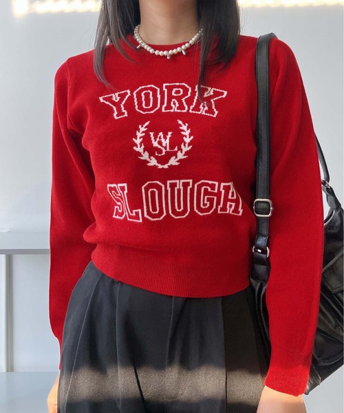 AS KNOW AS plus（アズノゥアズプラス）の「♪選べるアソートデザイン ニットプルオーバー(キラキラリボン・カレッジロゴ）（ニット/セーター・レディース・レッド系/アイボリー系/ネイビー系/ピンク系・FREE）」の18枚目の写真