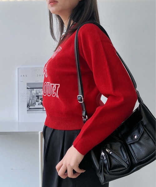 AS KNOW AS plus（アズノゥアズプラス）の「♪選べるアソートデザイン ニットプルオーバー(キラキラリボン・カレッジロゴ）（ニット/セーター・レディース・レッド系/アイボリー系/ネイビー系/ピンク系・FREE）」の19枚目の写真