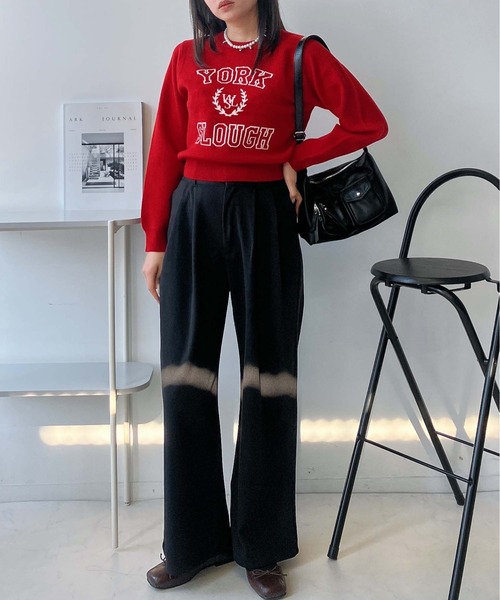 AS KNOW AS plus（アズノゥアズプラス）の「♪選べるアソートデザイン ニットプルオーバー(キラキラリボン・カレッジロゴ）（ニット/セーター・レディース・レッド系/アイボリー系/ネイビー系/ピンク系・FREE）」の20枚目の写真