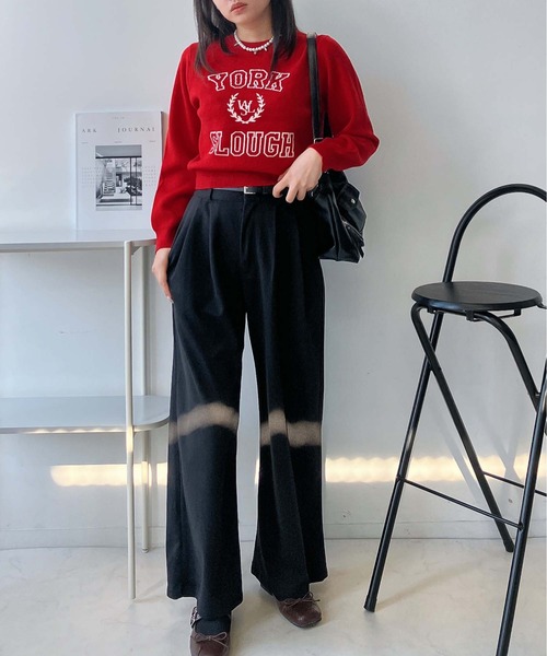 AS KNOW AS plus（アズノゥアズプラス）の「♪選べるアソートデザイン ニットプルオーバー(キラキラリボン・カレッジロゴ）（ニット/セーター・レディース・レッド系/アイボリー系/ネイビー系/ピンク系・FREE）」の21枚目の写真