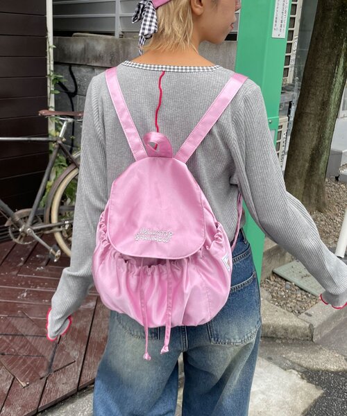 HELLO.SANFRANCISCO（ハローサンフランシスコ）の「【HELLO.SANFRANCISCO/ハローサンフランシスコ】ロゴ刺繍サテンリュックサック（バックパック/リュック・レディース・ピンク/シルバー/ブルー・ONE SIZE）」の10枚目の写真