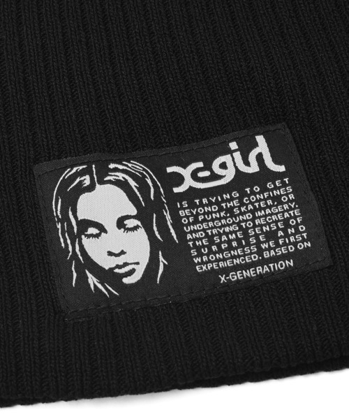 X-girl（エックスガール）の「FACE LABEL BEANIE（ニットキャップ/ビーニー・レディース・ブラック/ライトピンク/ベージュ・ONE SIZE）」の9枚目の写真