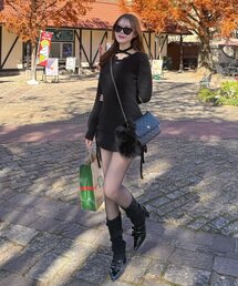 OLIVE des OLIVE | 【インフルエンサー企画】Keru レーストリムドロストミニワンピ(ワンピース)