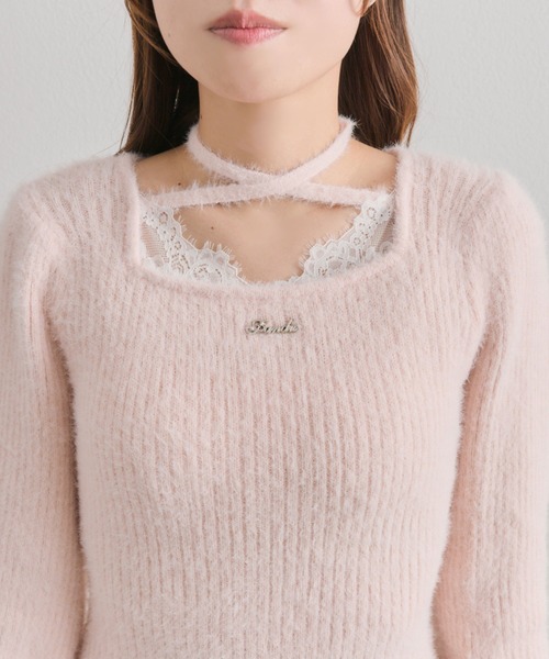 OLIVE des OLIVE（オリーブデオリーブ）の「【インフルエンサー企画】Keru レーストリムドロストミニワンピ（ワンピース・レディース・ピンク/ブラック/オフホワイト・FREE）」の8枚目の写真