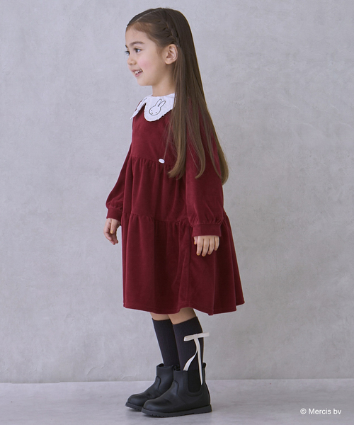 petit main（プティマイン）の「【miffy】衿ティアードワンピース（シャツワンピース・キッズ・レッド/チャコール/アイボリー・90cm/100cm/110cm/120cm/130cm/80ｃｍ）」の11枚目の写真