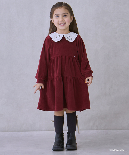 petit main（プティマイン）の「【miffy】衿ティアードワンピース（シャツワンピース・キッズ・レッド/チャコール/アイボリー・90cm/100cm/110cm/120cm/130cm/80ｃｍ）」の12枚目の写真