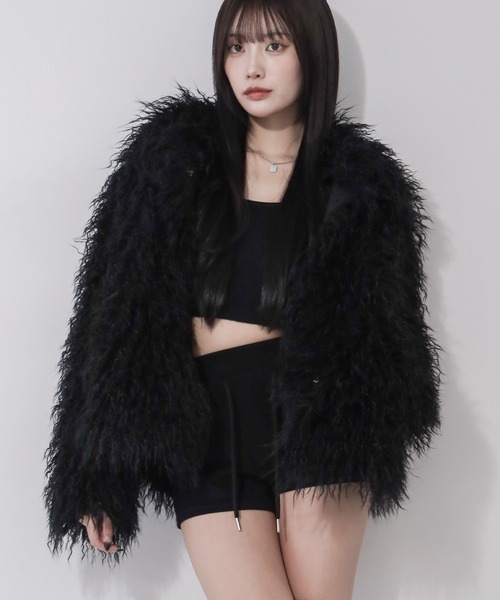 me+em select(ミームセレクト)の「【 2color 】シャギーフェイクファーレディミドルコート / shaggy fake fur lady middle coat(その他アウター・レディース・ブラック/アイボリー・FREE)」の17枚目の写真