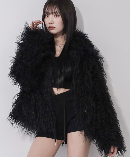 me+em select(ミームセレクト)の「【 2color 】シャギーフェイクファーレディミドルコート / shaggy fake fur lady middle coat(その他アウター・レディース・ブラック/アイボリー・FREE)」の18枚目の写真