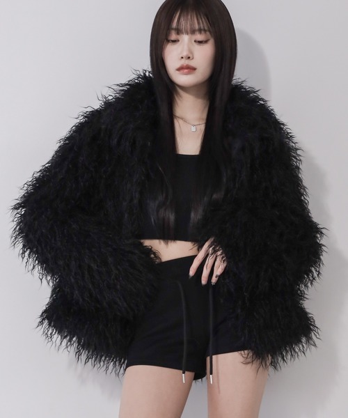 me+em select(ミームセレクト)の「【 2color 】シャギーフェイクファーレディミドルコート / shaggy fake fur lady middle coat(その他アウター・レディース・ブラック/アイボリー・FREE)」の16枚目の写真