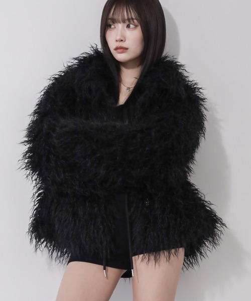 me+em select(ミームセレクト)の「【 2color 】シャギーフェイクファーレディミドルコート / shaggy fake fur lady middle coat(その他アウター・レディース・ブラック/アイボリー・FREE)」の19枚目の写真
