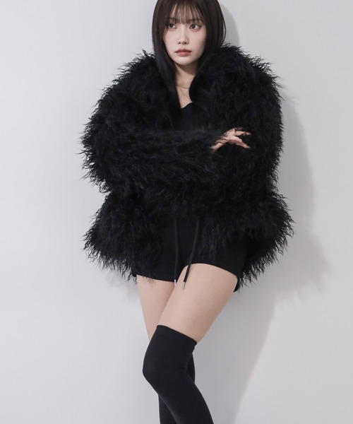 me+em select(ミームセレクト)の「【 2color 】シャギーフェイクファーレディミドルコート / shaggy fake fur lady middle coat(その他アウター・レディース・ブラック/アイボリー・FREE)」の20枚目の写真