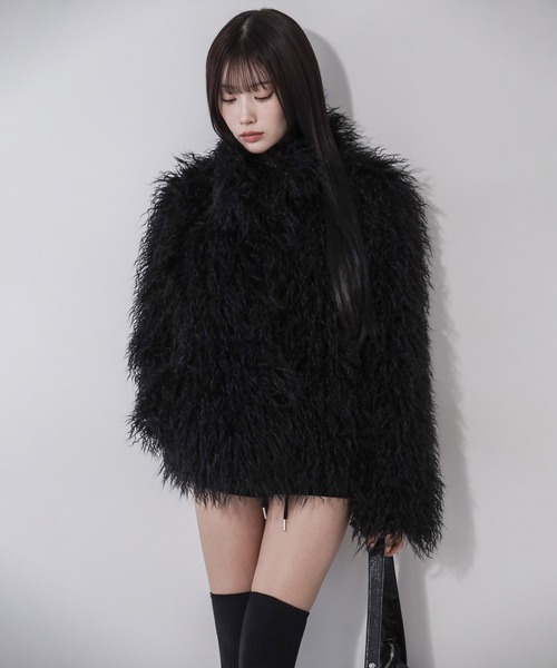 me+em select(ミームセレクト)の「【 2color 】シャギーフェイクファーレディミドルコート / shaggy fake fur lady middle coat(その他アウター・レディース・ブラック/アイボリー・FREE)」の22枚目の写真