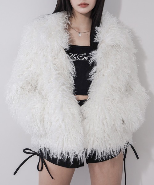 me+em select(ミームセレクト)の「【 2color 】シャギーフェイクファーレディミドルコート / shaggy fake fur lady middle coat(その他アウター・レディース・ブラック/アイボリー・FREE)」の6枚目の写真