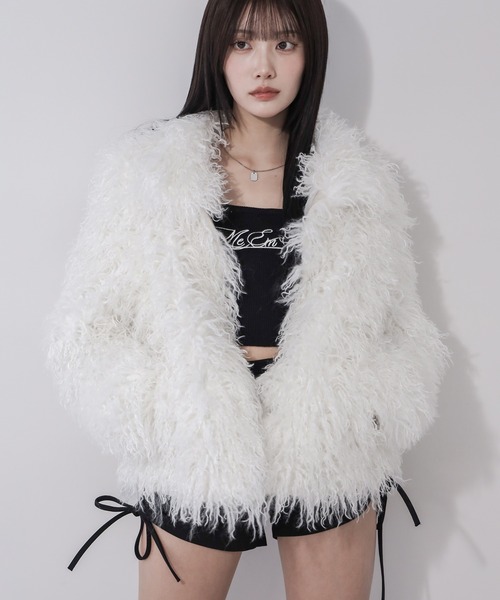 me+em select(ミームセレクト)の「【 2color 】シャギーフェイクファーレディミドルコート / shaggy fake fur lady middle coat(その他アウター・レディース・ブラック/アイボリー・FREE)」の8枚目の写真