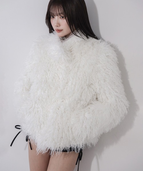 me+em select(ミームセレクト)の「【 2color 】シャギーフェイクファーレディミドルコート / shaggy fake fur lady middle coat(その他アウター・レディース・ブラック/アイボリー・FREE)」の12枚目の写真