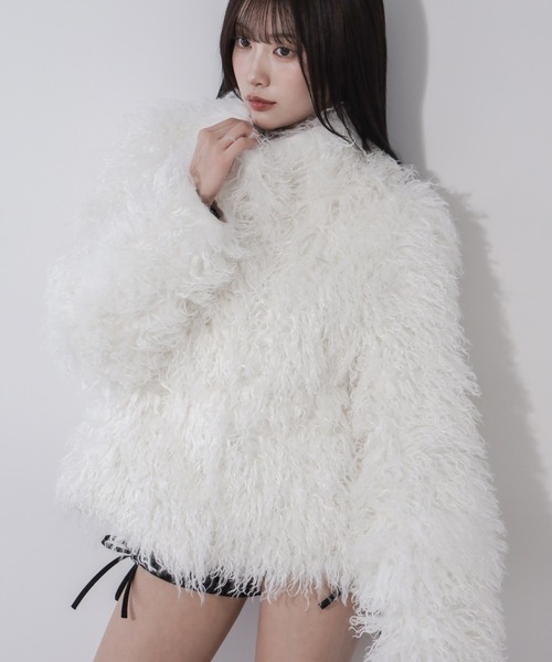 me+em select(ミームセレクト)の「【 2color 】シャギーフェイクファーレディミドルコート / shaggy fake fur lady middle coat(その他アウター・レディース・ブラック/アイボリー・FREE)」の11枚目の写真