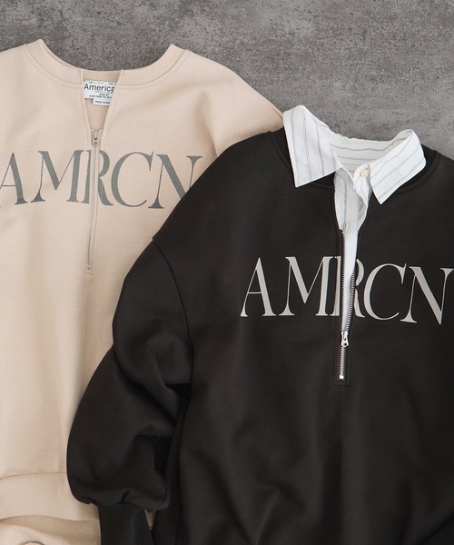 AMERICANA（アメリカーナ）の「【Americana（アメリカーナ） for SALON】ロゴジップスウェット（スウェット・レディース・ベージュ系その他2/ブラック系その他・FREE）」の3枚目の写真