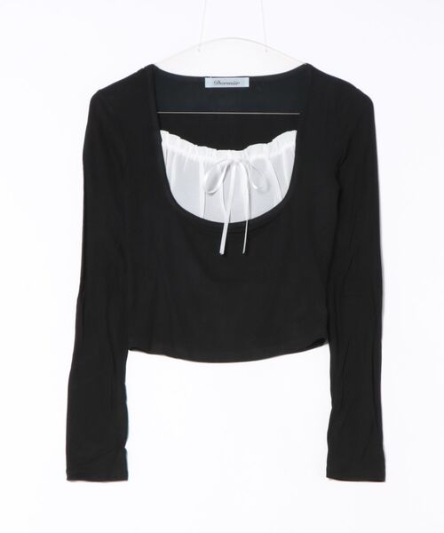 Dormiir(ドルミール)の「【Dormiir】ヨーク切替デザイン長袖トップス / カットソー(Tシャツ/カットソー・レディース・ライトブルー/ブラック・FREE)」の13枚目の写真