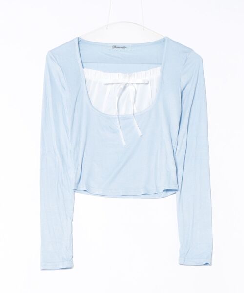 Dormiir(ドルミール)の「【Dormiir】ヨーク切替デザイン長袖トップス / カットソー(Tシャツ/カットソー・レディース・ライトブルー/ブラック・FREE)」の14枚目の写真