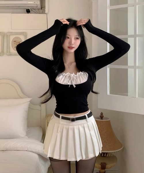 Dormiir(ドルミール)の「【Dormiir】ヨーク切替デザイン長袖トップス / カットソー(Tシャツ/カットソー・レディース・ライトブルー/ブラック・FREE)」の6枚目の写真