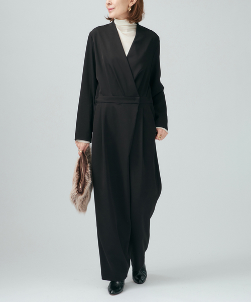 VERMEIL par iena（ヴェルメイユパーイエナ）の「TAストレッチツイルコンビネゾン（つなぎ/オールインワン・レディース・ブラック/ボルドー・36/38）」の5枚目の写真