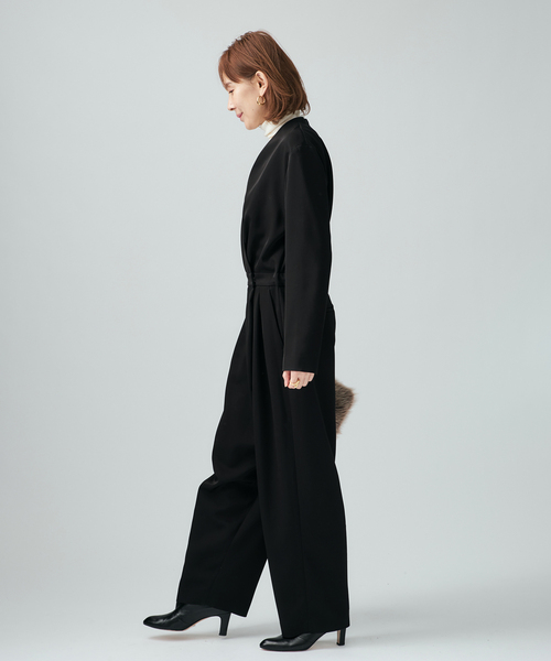 VERMEIL par iena（ヴェルメイユパーイエナ）の「TAストレッチツイルコンビネゾン（つなぎ/オールインワン・レディース・ブラック/ボルドー・36/38）」の6枚目の写真