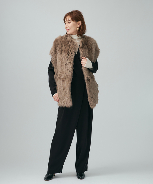 VERMEIL par iena（ヴェルメイユパーイエナ）の「TAストレッチツイルコンビネゾン（つなぎ/オールインワン・レディース・ブラック/ボルドー・36/38）」の8枚目の写真