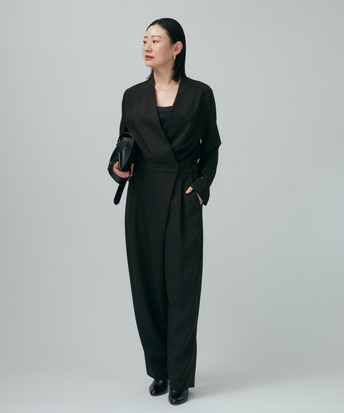 VERMEIL par iena（ヴェルメイユパーイエナ）の「TAストレッチツイルコンビネゾン（つなぎ/オールインワン・レディース・ブラック/ボルドー・36/38）」の9枚目の写真