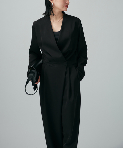 VERMEIL par iena（ヴェルメイユパーイエナ）の「TAストレッチツイルコンビネゾン（つなぎ/オールインワン・レディース・ブラック/ボルドー・36/38）」の10枚目の写真