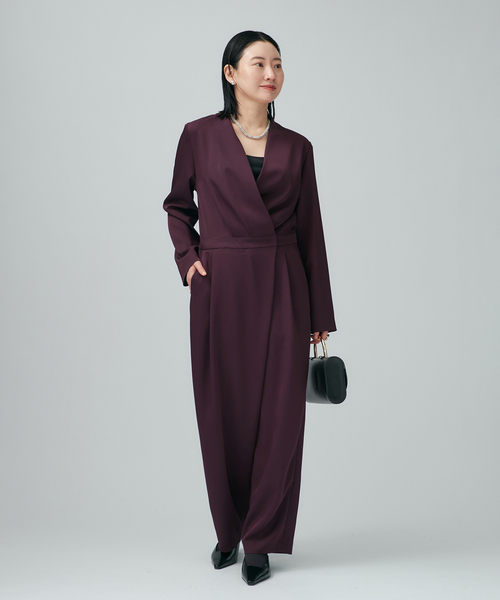 VERMEIL par iena（ヴェルメイユパーイエナ）の「TAストレッチツイルコンビネゾン（つなぎ/オールインワン・レディース・ブラック/ボルドー・36/38）」の11枚目の写真