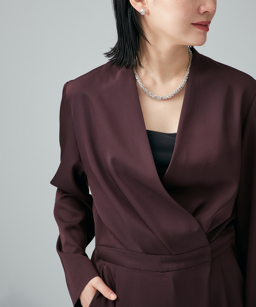 VERMEIL par iena（ヴェルメイユパーイエナ）の「TAストレッチツイルコンビネゾン（つなぎ/オールインワン・レディース・ブラック/ボルドー・36/38）」の14枚目の写真