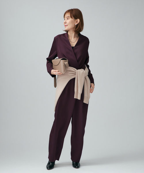 VERMEIL par iena（ヴェルメイユパーイエナ）の「TAストレッチツイルコンビネゾン（つなぎ/オールインワン・レディース・ブラック/ボルドー・36/38）」の16枚目の写真