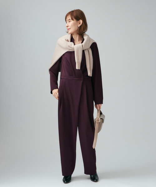 VERMEIL par iena（ヴェルメイユパーイエナ）の「TAストレッチツイルコンビネゾン（つなぎ/オールインワン・レディース・ブラック/ボルドー・36/38）」の17枚目の写真